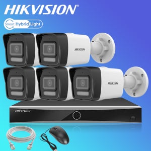 하이크비전 500만화소 AI야간컬러 카메라5대 NVR 가정 홈 IP CCTV자가설치 세트