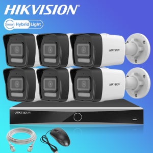 하이크비전 500만화소 AI야간컬러 카메라6대 NVR 가정 홈 IP CCTV자가설치 세트