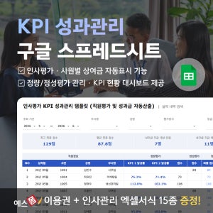 인사평가 KPI 성과관리 템플릿 구글 스프레드시트(목표/실적관리, 성과급/인센티브 자동계산, 매출관리, 당월 잔여예산 조회)