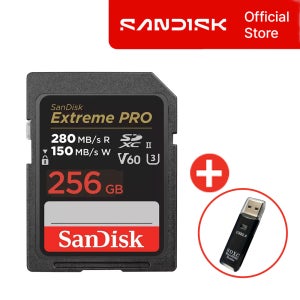 샌디스크 SD카드 익스트림 프로 V60 256GB 256기가 SDXEP 캐논 소니 메모리 + 리더기 패키지