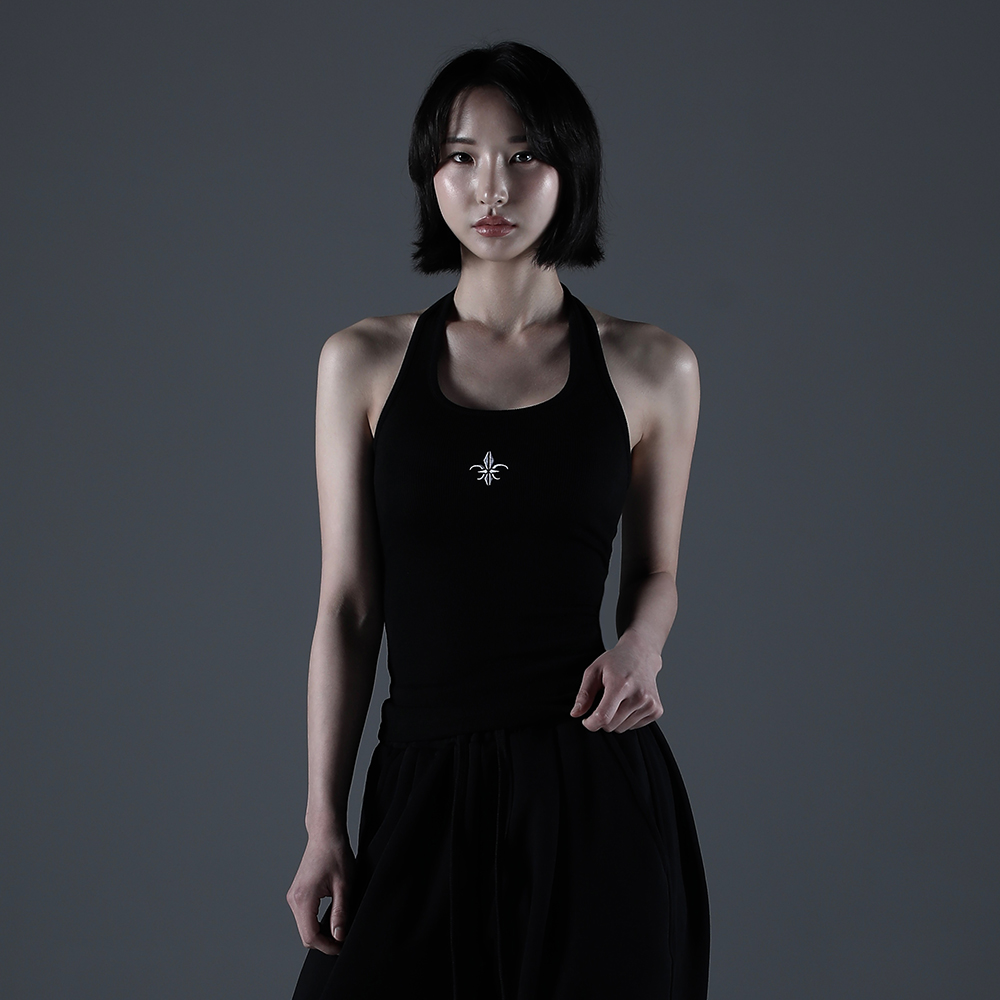 카미드 홀터넥 나시 티셔츠 슬리브리스 탑 [블랙]