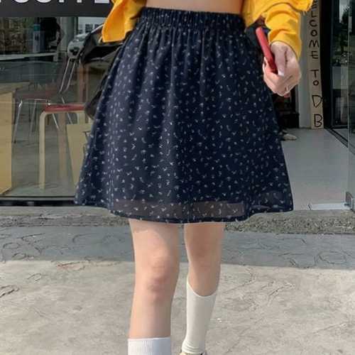 네이비 꽃무늬 플라워프린트 미니 스커트 치마 S03