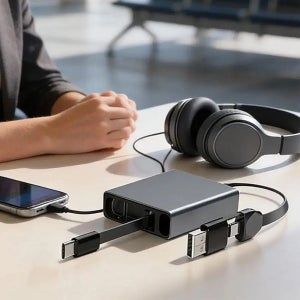 루프 C차입 USB 고속 충전 케이블 다용도 멀티 휴대폰 태블릿 선정리 릴케이블 LP4IN166-RC-1