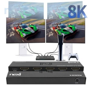 넥시 8K 60Hz HDMI 분배기 1대4 EDID 기능 듀얼 모니터 동시출력 스플리터
