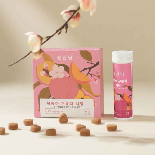 무설탕 찻잎 캔디 자일리톨 차맛 사탕 복숭아 우롱차맛
