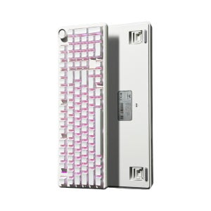 AULA 독거미 F99 Pro 커스텀 기계식 키보드 100키 문라이트 화이트, 저소음 솜사탕축
