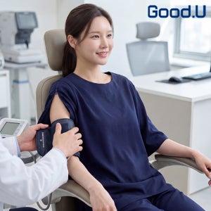 굿유 환자복 상의 지퍼형 7부 검진가운 양면