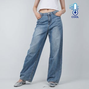 코너스톤 [국내생산] 여성 청바지 맥 와이드 미디엄블루 W2D2516
