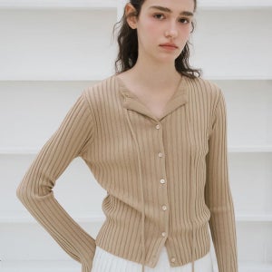 [언에디트]Q Flow Pleats String knit Cardigan