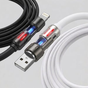 1+1 초고속 올인원 충전케이블 240W 5A, 실리콘 꼬임방지 케이블, 올인원화이트1m