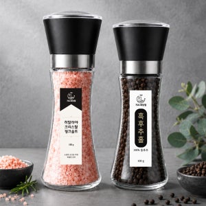 지노네상점 히말라야 크리스탈 핑크솔트 180g 통후추 그라인더 100g 세트