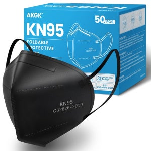 akgk KN95 마스크 50개입 5겹 블랙 방진 마스크 안전용품