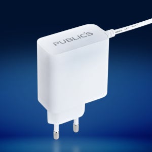 퍼블릭스 케이블일체형 고속충전기 유선 USB C타입 GaN PPS 65W Charger 화이트