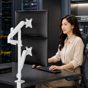 세로2단 모니터암 거치대 메커니컬 스프링 LED 최대 32인치 적용 VESA 최대 W100xH100mm
