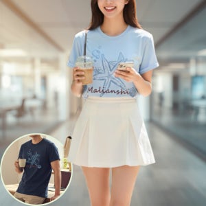 여자 프린팅 데일리 반팔티 시원한 여름 여성 루즈핏 베이직 데일리룩 여행 휴가룩