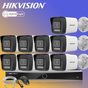 하이크비전 400만화소 AI야간컬러 카메라9대 NVR 가정 홈 IP CCTV자가설치 세트