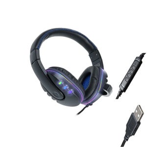 컴스 LED 유선 헤드폰 마이크 게이밍 헤드셋 컴퓨터 게임용 배그 디스코드 볼륨컨트롤러