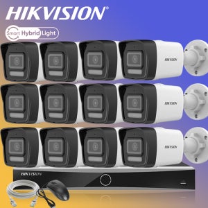 하이크비전 400만화소 AI야간컬러 카메라12대 NVR 가정 홈 IP CCTV자가설치 세트