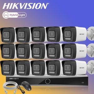 하이크비전 400만화소 AI야간컬러 카메라15대 NVR 가정 홈 IP CCTV자가설치 세트