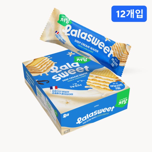 라라스윗 저당 딥크림 웨하스 프렌치 바닐라바 12개