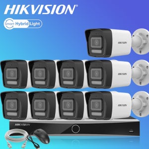 하이크비전 500만화소 AI야간컬러 카메라9대 NVR 가정 홈 IP CCTV자가설치 세트