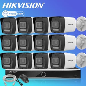 하이크비전 500만화소 AI야간컬러 카메라12대 NVR 가정 홈 IP CCTV자가설치 세트