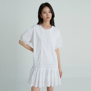 [샤틴] 퓨어 레이스 포인트 미니 원피스 O262T685