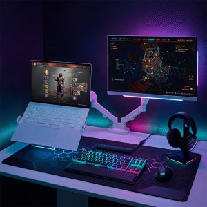 마운트뷰 LUX17 듀얼 모니터암 쿨링 노트북 암 거치대 세트 32인치