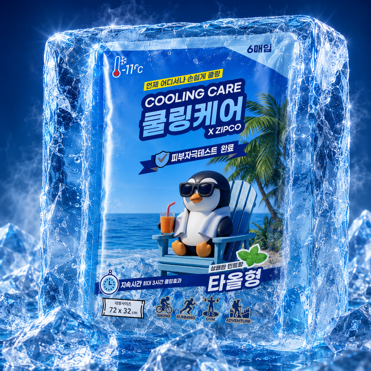 올덴 아이스 넥쿨러 쿨링케어 쿨링 스포츠 타올 쿨타올 쿨수건 6매+6매