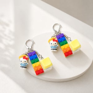 키캡키링 LED 키보드 무지개 블럭 고양이 클릭커 딸깍이 키링 1구 키홀더 키캡