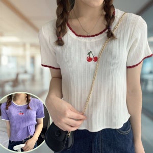여성 여름 시원한 프릴 크롭티 상큼한 화사한 여자 무지 반팔티 일상 여행 데일리룩