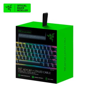 레이저 PBT 키캡 코일 케이블 세트 블랙
