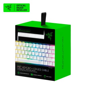 레이저 PBT 키캡 코일 케이블 세트 화이트