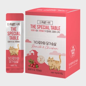 [유통기한 임박] 특별한식탁 고양이스틱 간식 오메가3 크랜베리 30개입 가다랑어와 닭가슴살, 300g, 3개