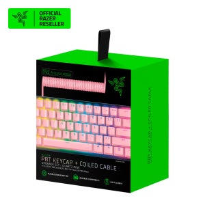 레이저 PBT 키캡 코일 케이블 세트 핑크