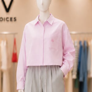 스트라이프 스트링 헴 셔츠[7116260301]