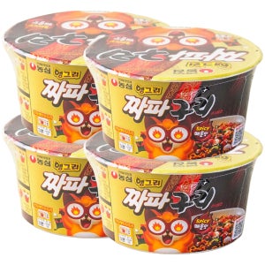 농심 앵그리 짜파구리 큰사발 매운 짜장, 108g, 4개