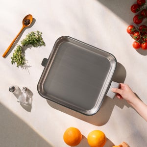 쉐프윈 316 통5중 듀얼핸들 인덕션 사각팬 사각 스텐후라이팬 대형 28cm