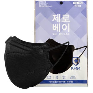 이디엘 제로베이 미세 황사 마스크 국산 새부리형 남성 여성 대형 블랙 KF94 50매