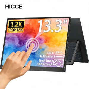13.3인치 터치 휴대용 모니터 1920x1200 1.2K 해상도, 10포인트 멀티터치