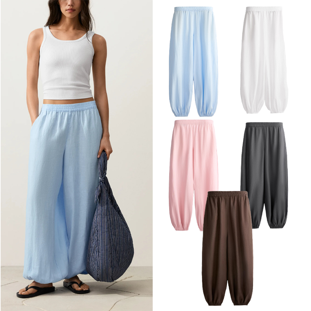 오이쇼 블루머 린넨 팬츠 하렘 밴딩 여름 바지송혜교 OYSHO Linen Bloomer