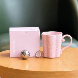 중국 스타벅스 머그컵 2026년 봄날의 장미 정원 핑크 세라믹 티필터 찻잔 360ml