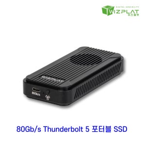 위즈플랫 TUB580 PRO 썬더볼트 USB4 외장SSD 삼성990 1TB, 블랙