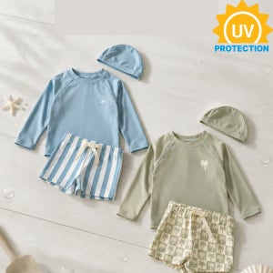 디한스 UV 자외선차단 남아 유아동 래쉬가드 상하의세트 유아 수영복 상하복 모자세트