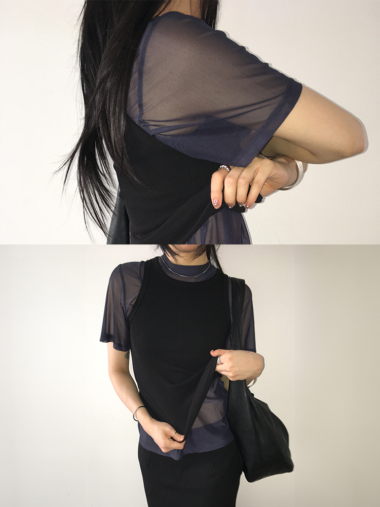 [Only Yours] See-Through Mesh T-Shirt 시스루 반팔 매쉬 티셔츠