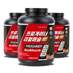 프로게이너 리얼머슬 단백질보충제 식물성단백질 프로틴쉐이크 유당 당류 0g 2kg, 3개