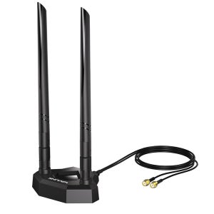 WAVLINK 트라이밴드 WiFi 안테나 2.4GHz 5GHz 6GHz 5dBi SMA 남성 안테나, 호환 PCIe 6 / 6E 7 네트워크 카드 라우터 데스크탑 PC Blueto