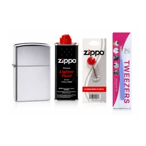ZIPPO 지포[라이터L205 오일133ml 부싯돌 핀셋] 4종세트