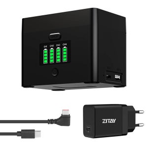 ZITAY 소니 NP-FZ100 캐논 LP-E6 USB-C 4채널 고속충전 방송장비 지테이