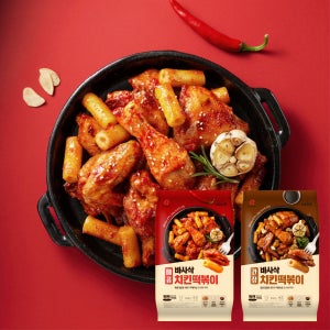 마니커에프앤지 바사삭 치킨 떡볶이 550g, 매콤+간장 (2봉)